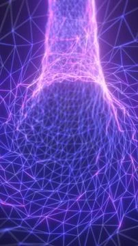Polygonal human neck and shoulder formed by glowing purple lines, illustrat.. Stock Illustration