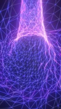 Polygonal human neck and shoulder formed by glowing purple lines, illustrat.. Stock Illustration