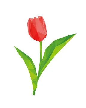Polygonal image of a flower. 3DTulip vector illustration. Illustrazione stock