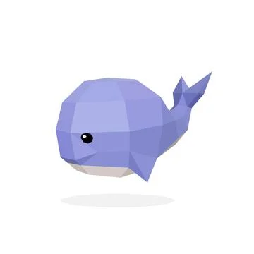 Polygonal image of a whale. Low poly cute whale. vector illustration. Stock Illustration