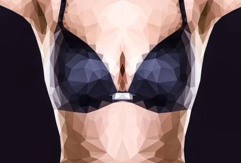 Polygonal image of a woman's breasts in bra Stock Illustration