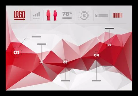 Polygonal infographic design template Stock Illustration