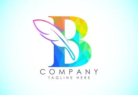 Polygonal initial B alphabet with a feather. Law firm icon sign symbol. Log.. Stock Illustration