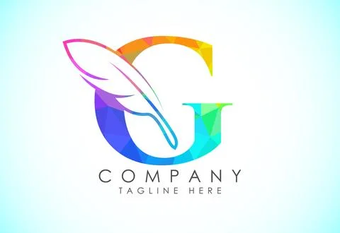 Polygonal initial G alphabet with a feather. Law firm icon sign symbol. Log.. Stock Illustration