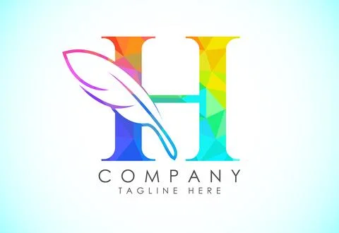Polygonal initial H alphabet with a feather. Law firm icon sign symbol. Log.. Stock Illustration