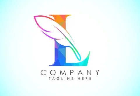 Polygonal initial L alphabet with a feather. Law firm icon sign symbol. Log.. Stock Illustration