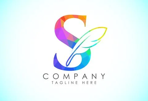 Polygonal initial S alphabet with a feather. Law firm icon sign symbol. Log.. Stock Illustration