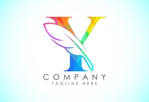 Polygonal initial Y alphabet with a feather. Law firm icon sign symbol. Log.. Stock Illustration