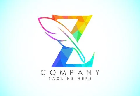Polygonal initial Z alphabet with a feather. Law firm icon sign symbol. Log.. Stock Illustration