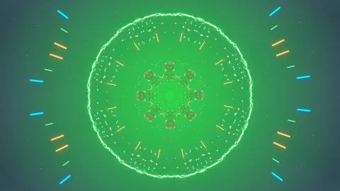 Polygonal kaleidoscopic pattern with laser rays over green screen. Stock Illustration