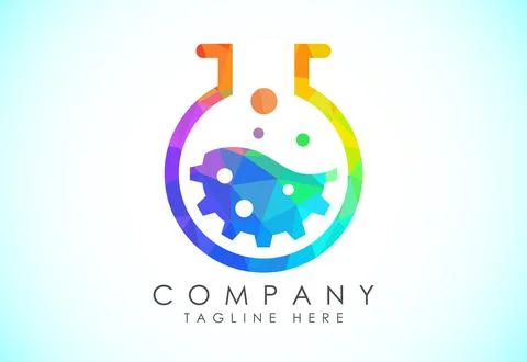 Polygonal lab logo design vector template, Low poly lab logo science vector.. Stock Illustration