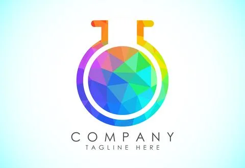 Polygonal lab logo design vector template, Low poly lab logo science vector.. Stock Illustration