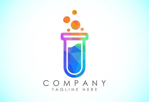 Polygonal lab logo design vector template, Low poly lab logo science vector.. Stock Illustration
