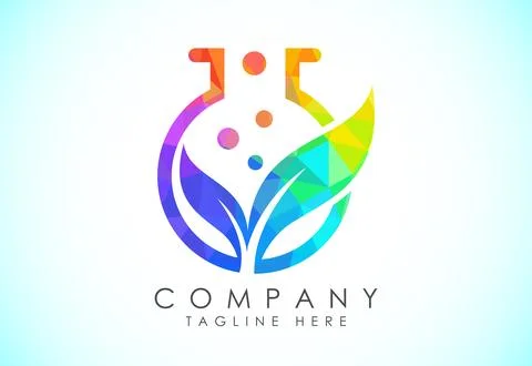 Polygonal lab logo design vector template, Low poly lab logo science vector.. Stock Illustration