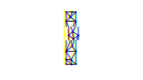 Polygonal letter i animation with glitch effect on white background Stock Footage 250441285