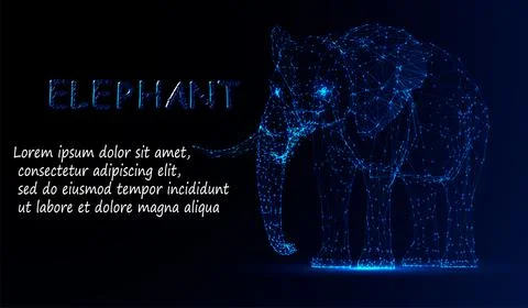 Polygonal lines abstract vector sample illustration with space elephant on th Stock Illustration