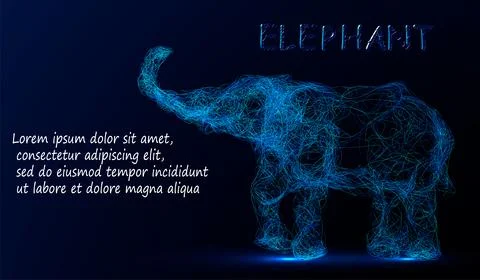Polygonal lines abstract vector sample illustration with space elephant on th Illustrazione stock