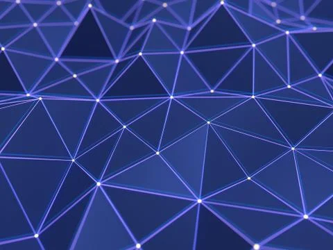 Polygonal low poly background, futuristic 3D Illustration. Illustrazione stock