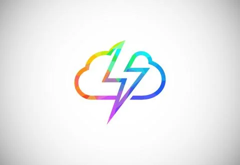 Polygonal low poly cloud computing logo. Colorful abstract triangles style .. イラスト素材