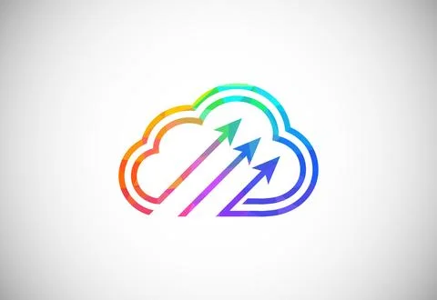 Polygonal low poly cloud computing logo. Colorful abstract triangles style .. 스톡 일러스트