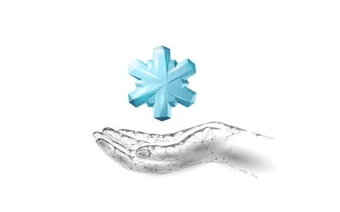 Polygonal low poly festive snowflake. Isolated 3D detailed render geometric Stock-Illustration