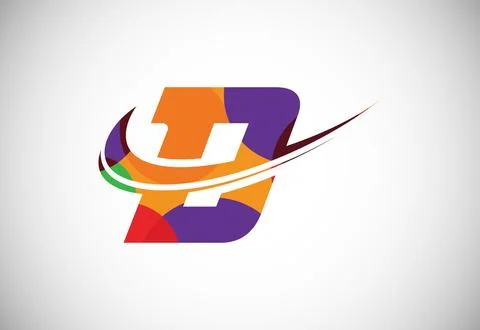 Polygonal low poly letter D with a swoosh logo. Modern vector logotype for .. Stock Illustration