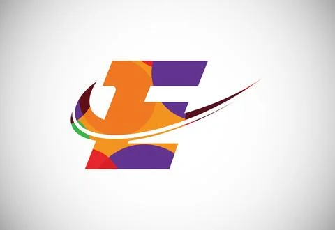 Polygonal low poly letter E with a swoosh logo. Modern vector logotype for .. Illustrazione stock