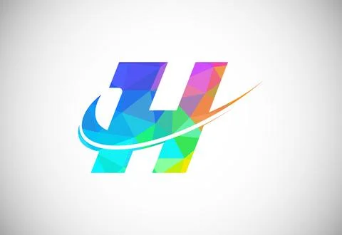 Polygonal low poly letter H with a swoosh logo. Modern vector logotype for .. Illustrazione stock