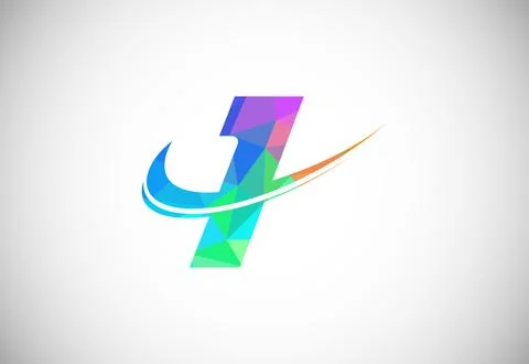 Polygonal low poly letter I with a swoosh logo. Modern vector logotype for .. Illustrazione stock