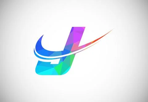 Polygonal low poly letter J with a swoosh logo. Modern vector logotype for .. Illustrazione stock