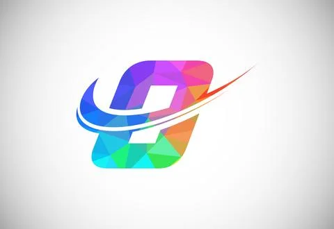 Polygonal low poly letter O with a swoosh logo. Modern vector logotype for .. Illustrazione stock
