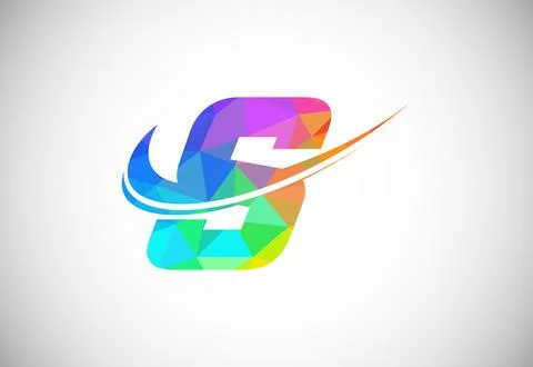 Polygonal low poly letter S with a swoosh logo. Modern vector logotype for .. Illustrazione stock