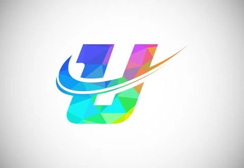 Polygonal low poly letter U with a swoosh logo. Modern vector logotype for .. Illustrazione stock