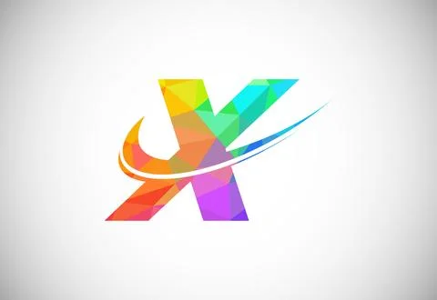 Polygonal low poly letter X with a swoosh logo. Modern vector logotype for .. Illustrazione stock