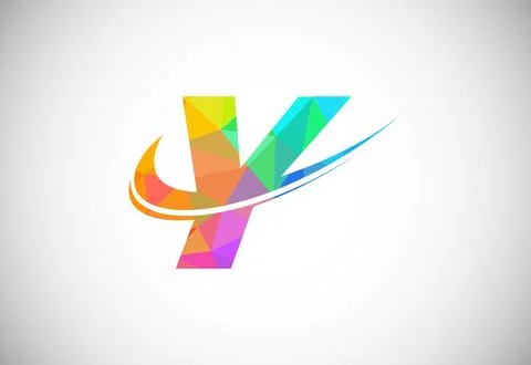 Polygonal low poly letter Y with a swoosh logo. Modern vector logotype for .. Illustrazione stock