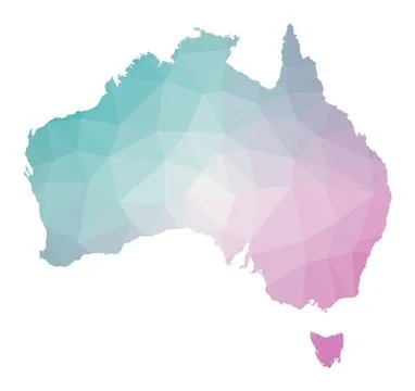 Polygonal map of Australia. Geometric illustration of the country in emeral.. Stock Illustration