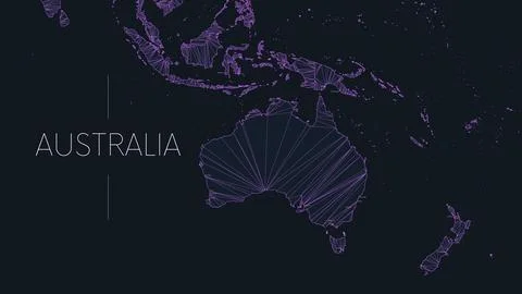 Polygonal map of the Australian continent with nodes linked by lines, vector  Stock Illustration