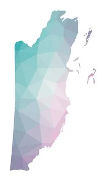 Polygonal map of Belize. Geometric illustration of the country in emerald a.. Ilustração Stock
