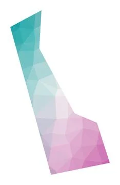 Polygonal map of Delaware. Geometric illustration of the us state in emeral.. Stockillustratie