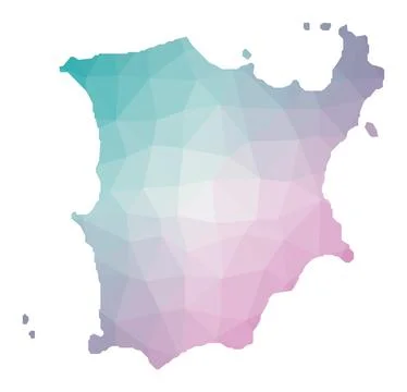 Polygonal map of Ko Samui. Geometric illustration of the island in emerald .. Ilustração Stock