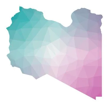 Polygonal map of Libya. Geometric illustration of the country in emerald am.. Stock Illustration