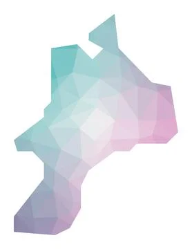 Polygonal map of Mayreau. Geometric illustration of the island in emerald a.. Stock-Illustration