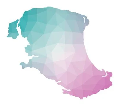 Polygonal map of Parrot Cay. Geometric illustration of the island in emeral.. 库存插图