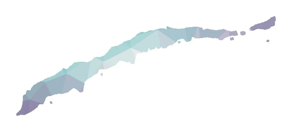 Polygonal map of Roatan. Geometric illustration of the island in emerald am.. Stock Illustration