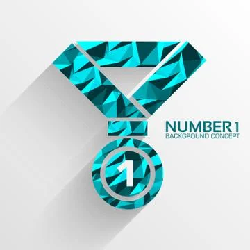Polygonal medal number one vector background Illustrazione stock