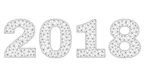 Polygonal Mesh 2018 Text Caption 스톡 일러스트
