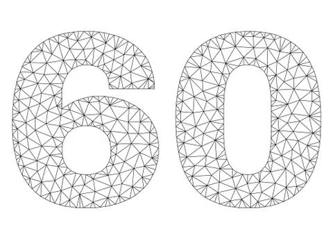 Polygonal Mesh 60 Text Label 스톡 일러스트
