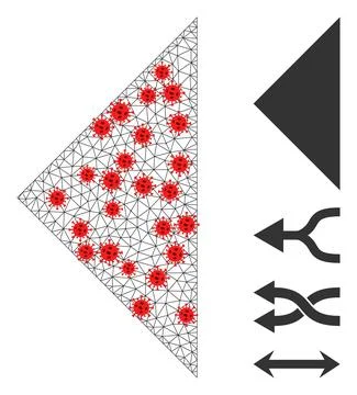 Polygonal Mesh Arrowhead Left Icon with Infectious Centers Stock Illustration