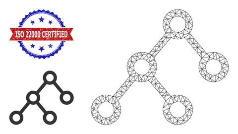 Polygonal Mesh Binary Connections Icon and Unclean Bicolor ISO 22000 Certified Stock Illustration