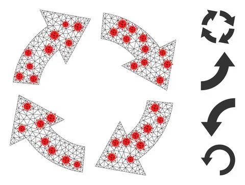 Polygonal Mesh Circulation Icon with Covid Nodes Illustrazione stock